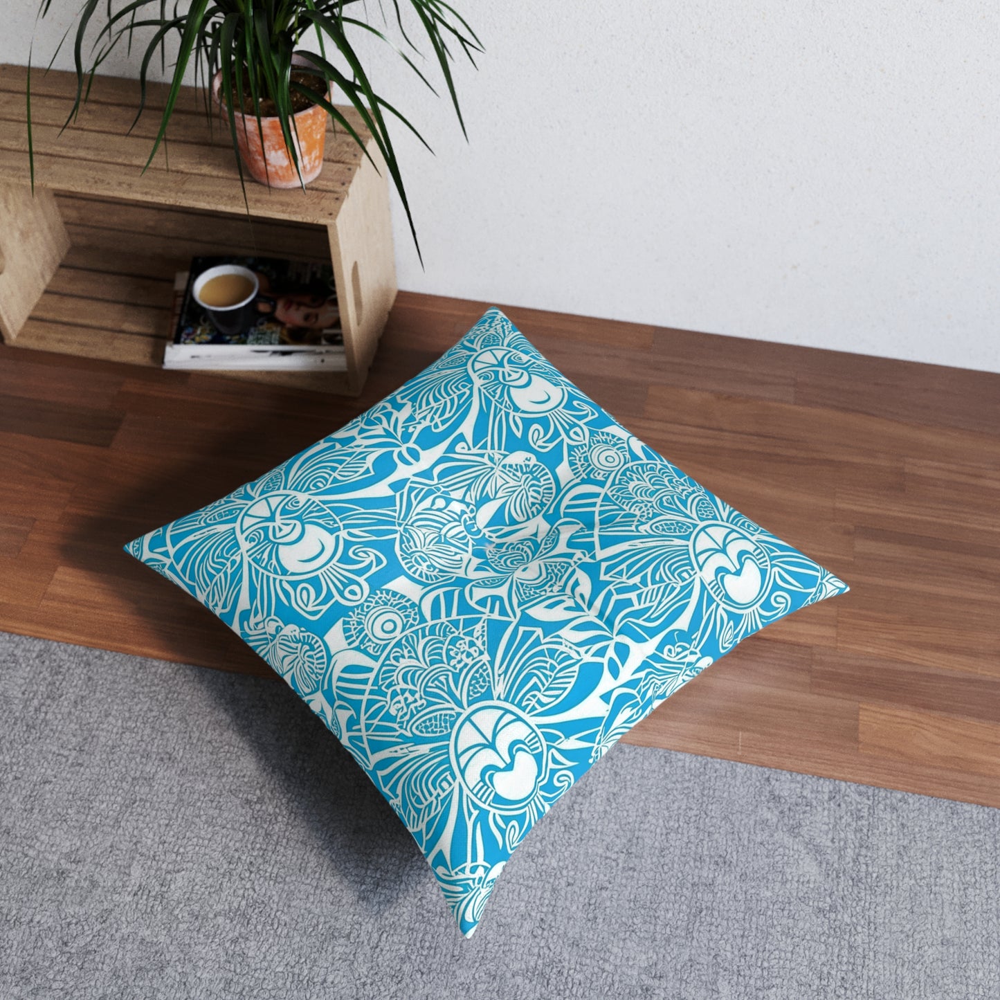 Enara Custom Polynesian Style Prints Tufted Floor Pillow Square, Custom Hawaiian Keiki Print Square Tufted Floor Pillow, Island Decor, Hawaiian Decor, Nursery Decor, Kids Room Decor, Bedroom Decor