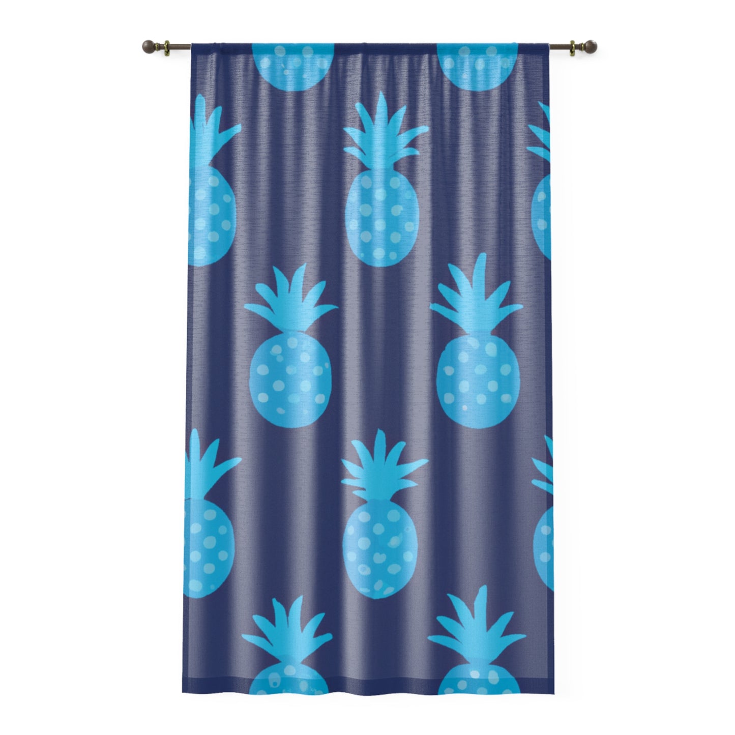 Blue Pineapple Left Side Custom Hawaiian Keiki Print Window Curtain, Window Coverings, Kids Room Decor, Nursery, Play Room, Window Treatments, Home Decor