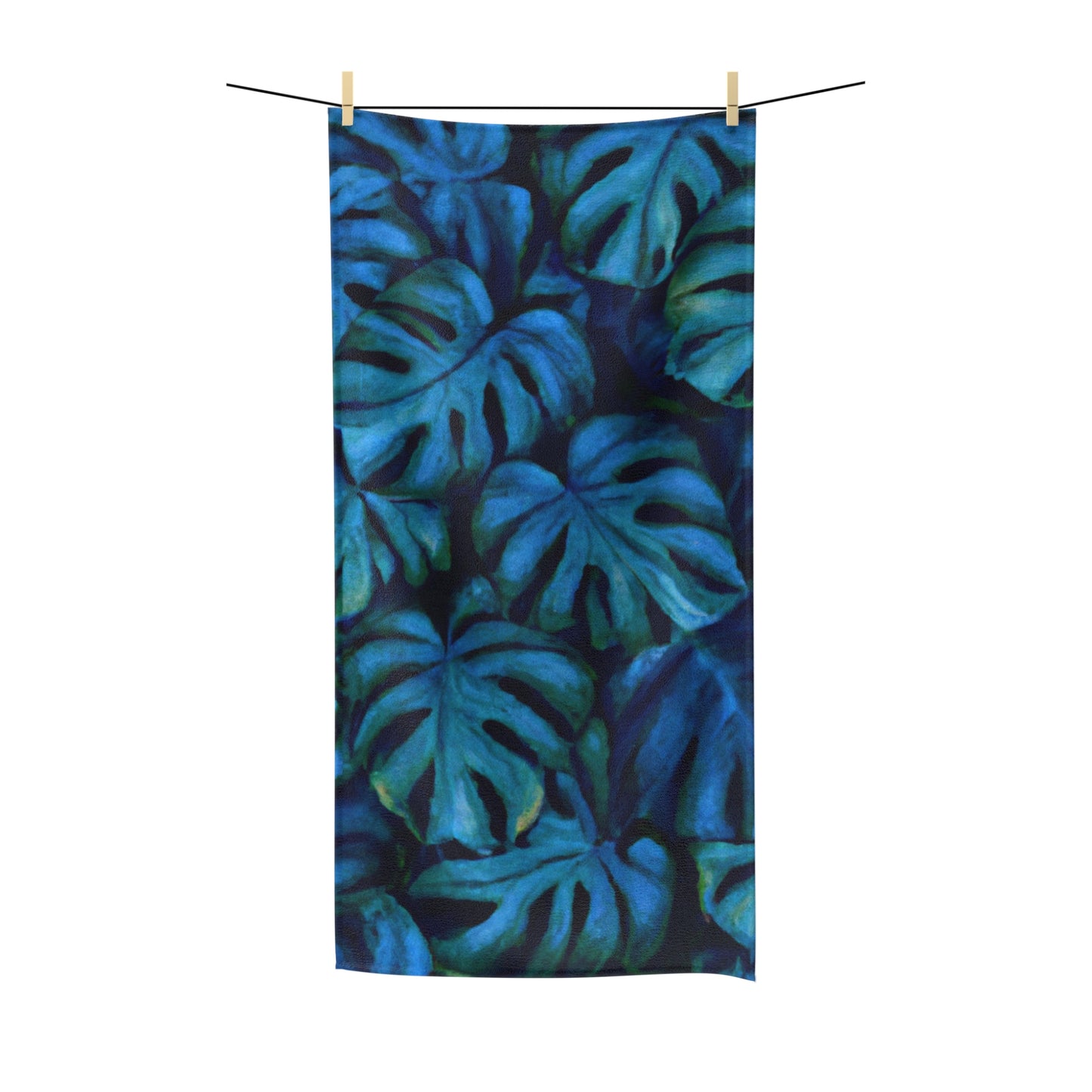 Po Monstera Custom Hawaiian Print Poly-Cotton Towel, Bath Towel, Bathroom Sets, Matching Bathroom Sets