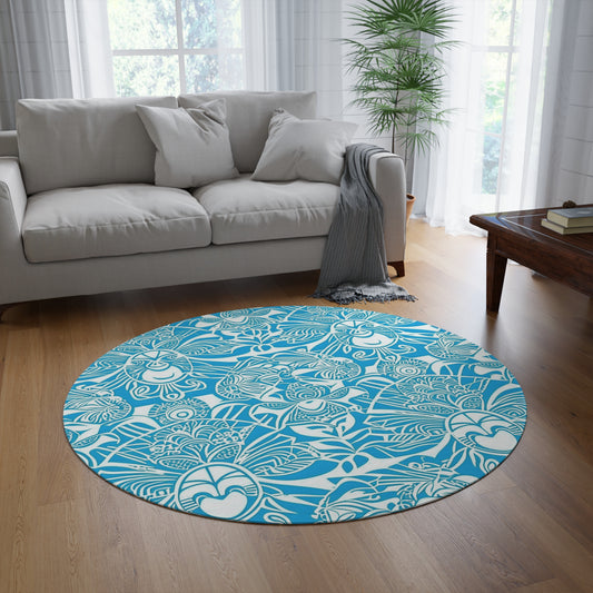 Enara Custom Polynesian Style Prints Round Rug, Custom Hawaiian Keiki Print Round Rug, Hawaiian Area Rug, Island Carpet, Tropical Floor Rug, Tropical Home Decor