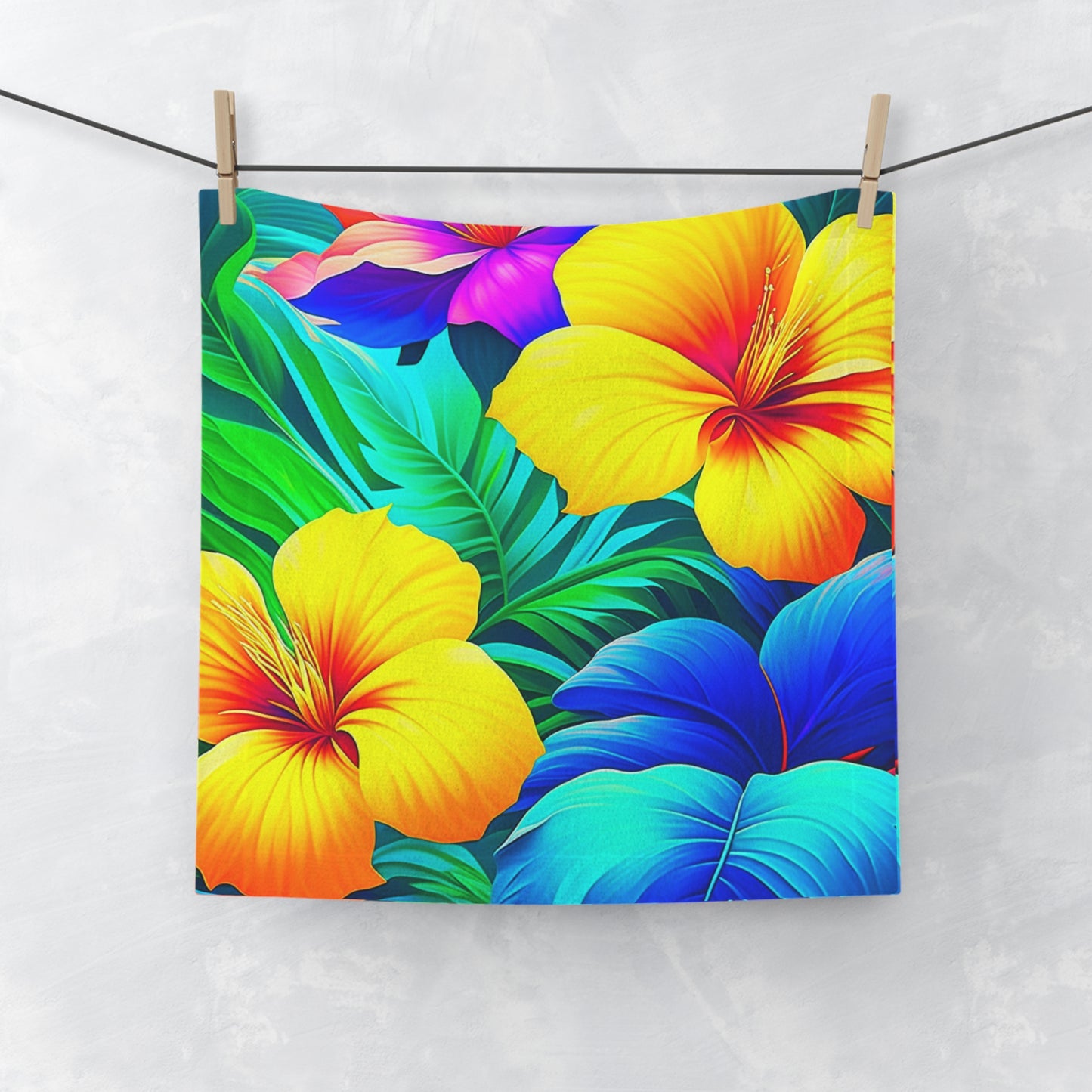 Tropical Rainbow Custom Hawaiian Print Face Towel, Bath Towel, Bathroom Sets, Matching Bathroom Sets