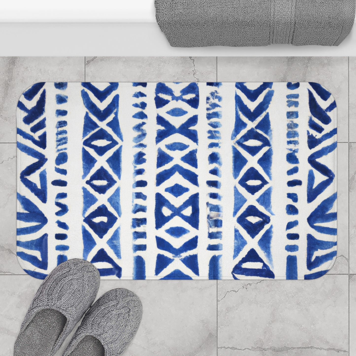 Emmy Custom Polynesian Print Memory Foam Bath Mat, Matching Bathroom Sets