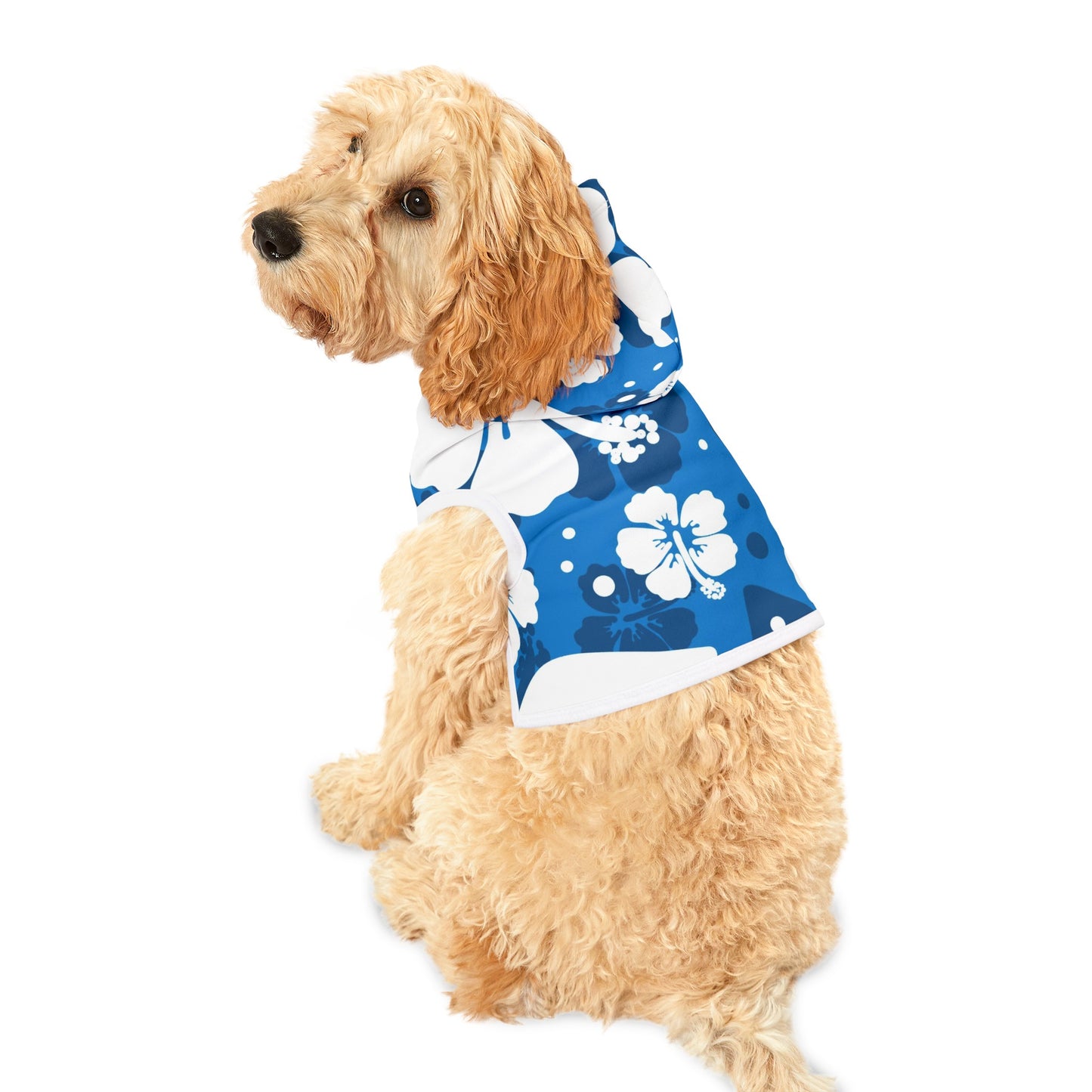 White Hibiscus, Custom Hawaiian Design, Pet Hoodie