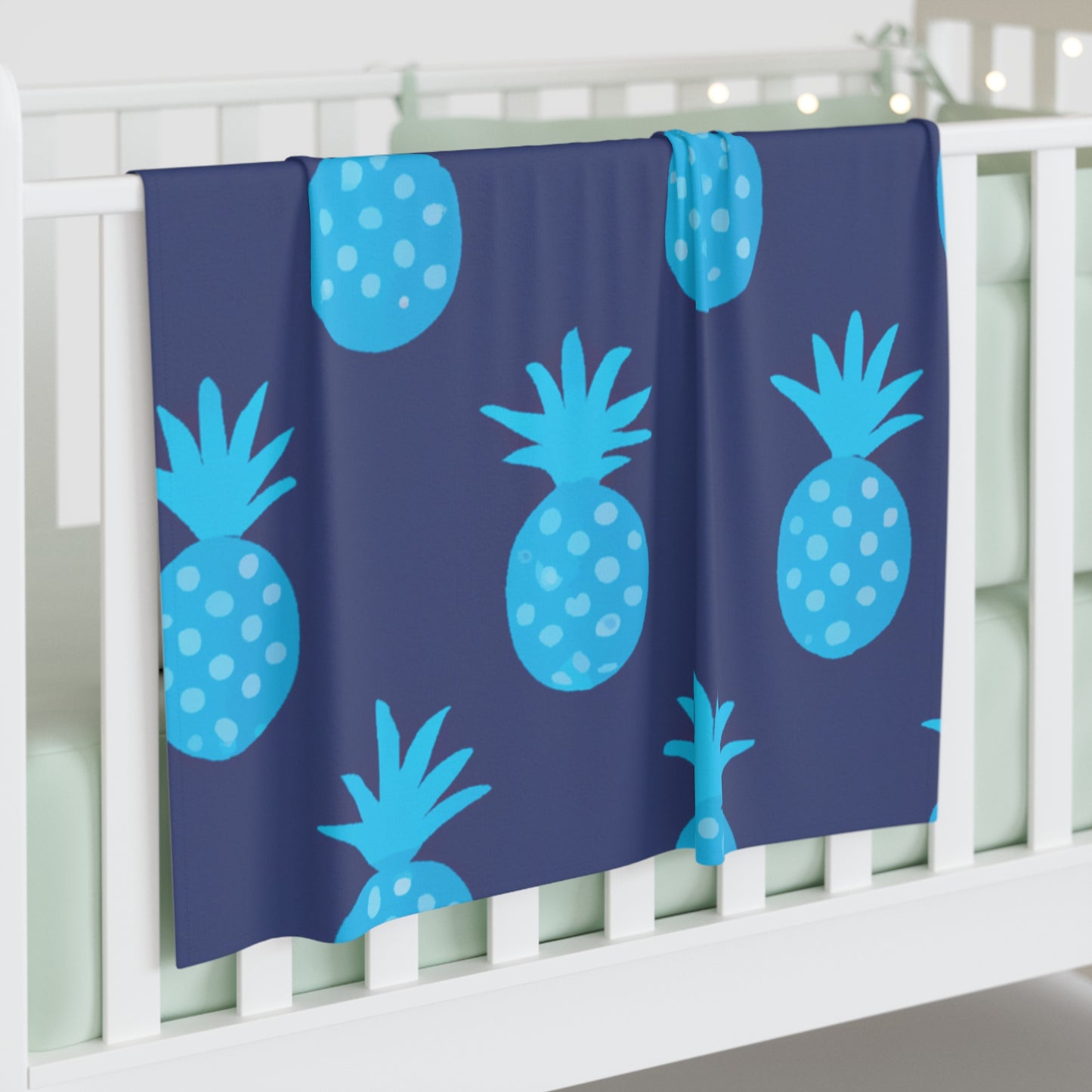 Blue Pineapple Custom Hawaiian Keiki Print Baby Swaddle Blanket, Newborn Swaddle Blanket, Swaddle Blanket.