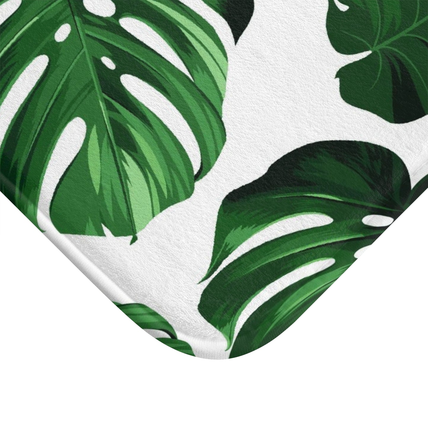 Akaka Monstera Custom Hawaiian Print Memory Foam Bath Mat, Matching Bathroom Sets