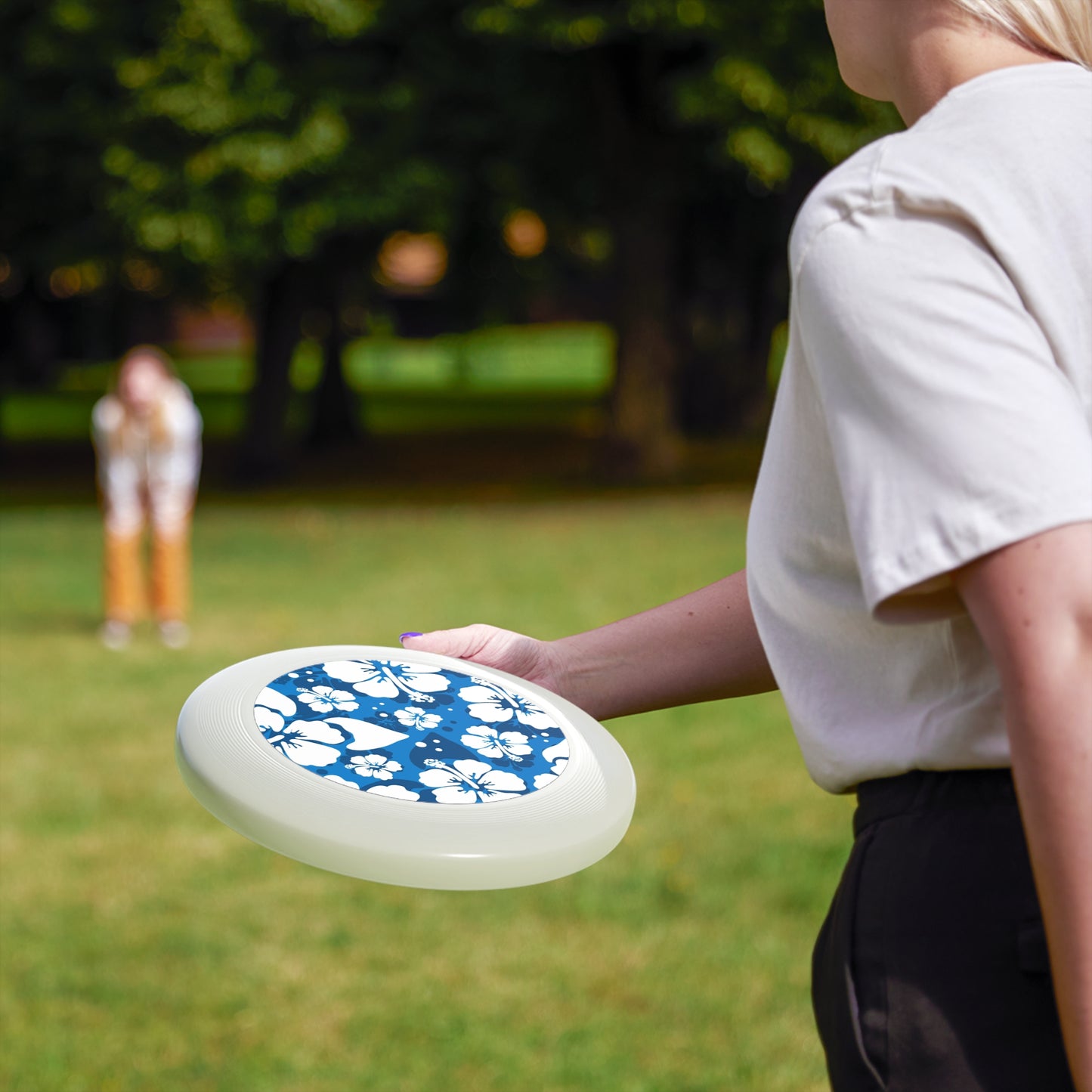 White Hibiscus, Custom Hawaiian Design, Wham-O Frisbee