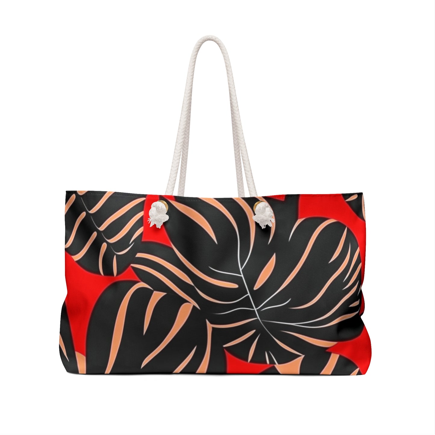 Red and Gold Monstera Weekender Bag