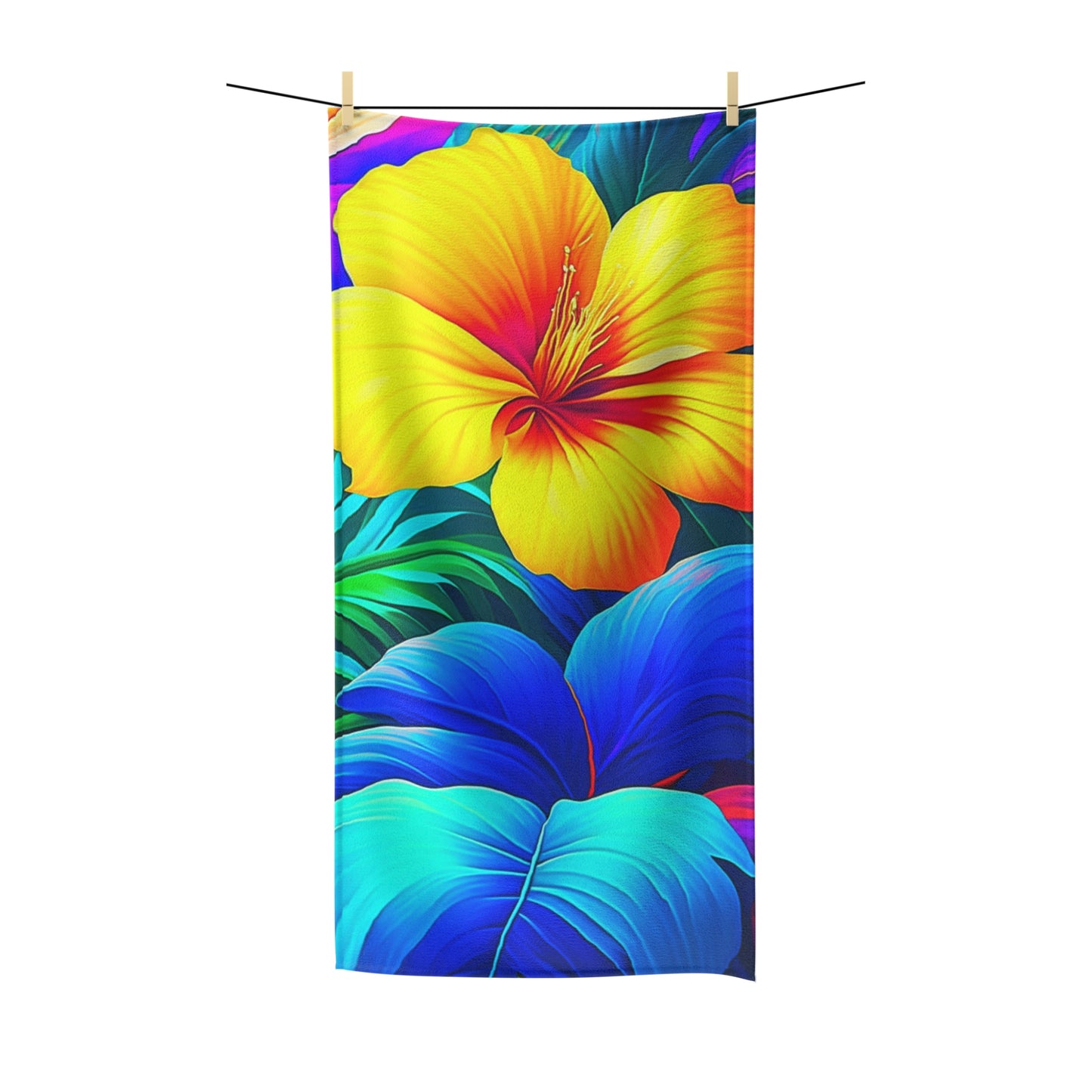 Tropical Rainbow Custom Hawaiian Print Poly-Cotton Towel, Bath Towel, Bathroom Sets, Matching Bathroom Sets