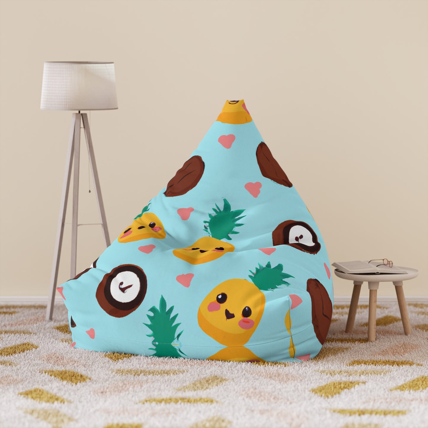 Pina Custom Hawaiian Keiki Print Bean Bag Chair Cover, Kids Bean Bag Cover Only, Tropical Indoor Bean Bag Cover,