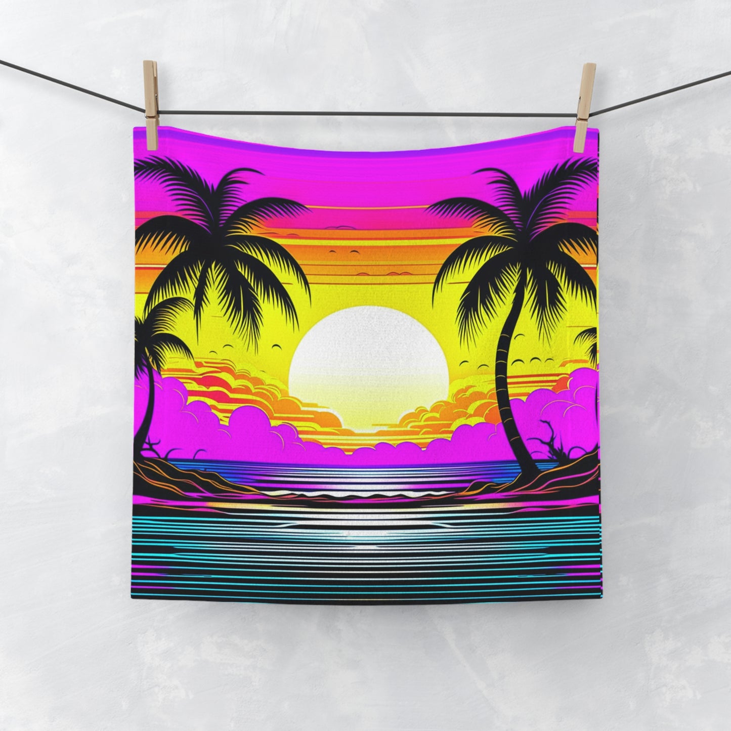 New Wave Custom Hawaiian Print Face Towel, Bath Towel, Bathroom Sets, Matching Bathroom Sets