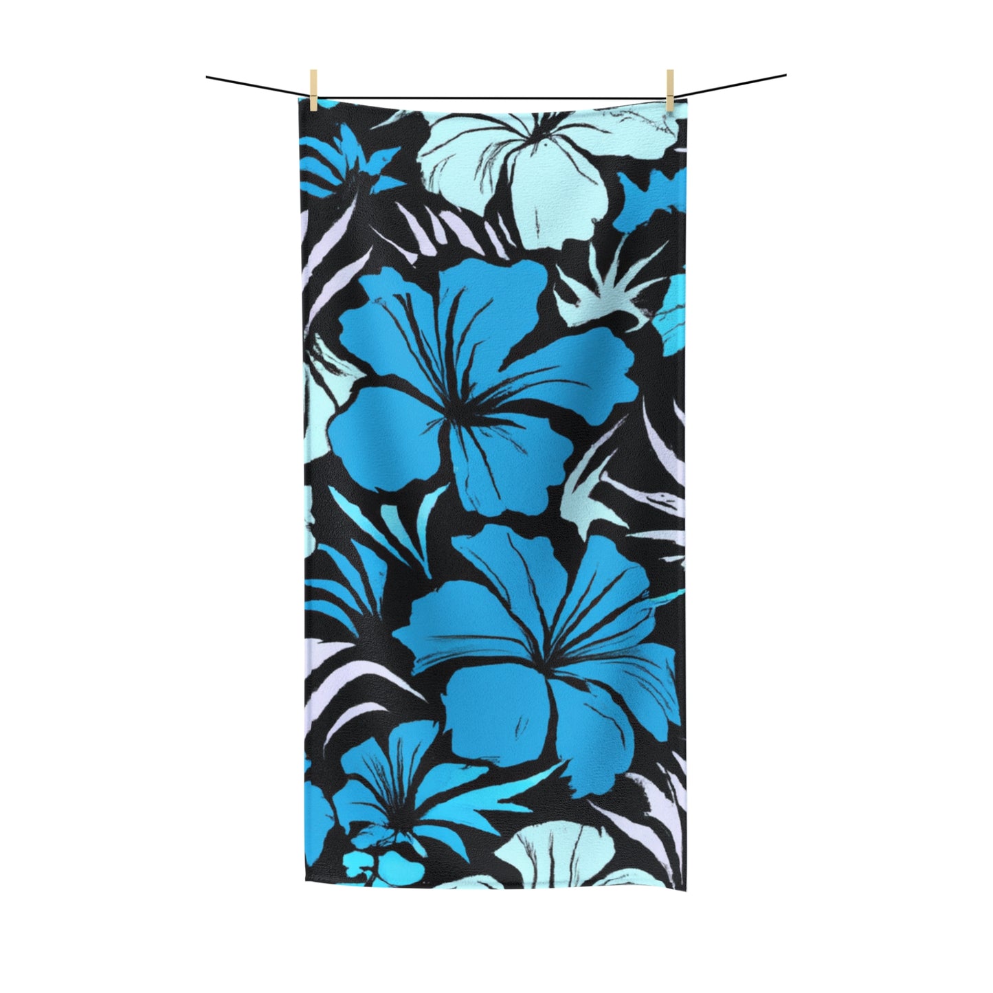 Blue Hibiscus, Custom Hawaiian Design, Polycotton Towel