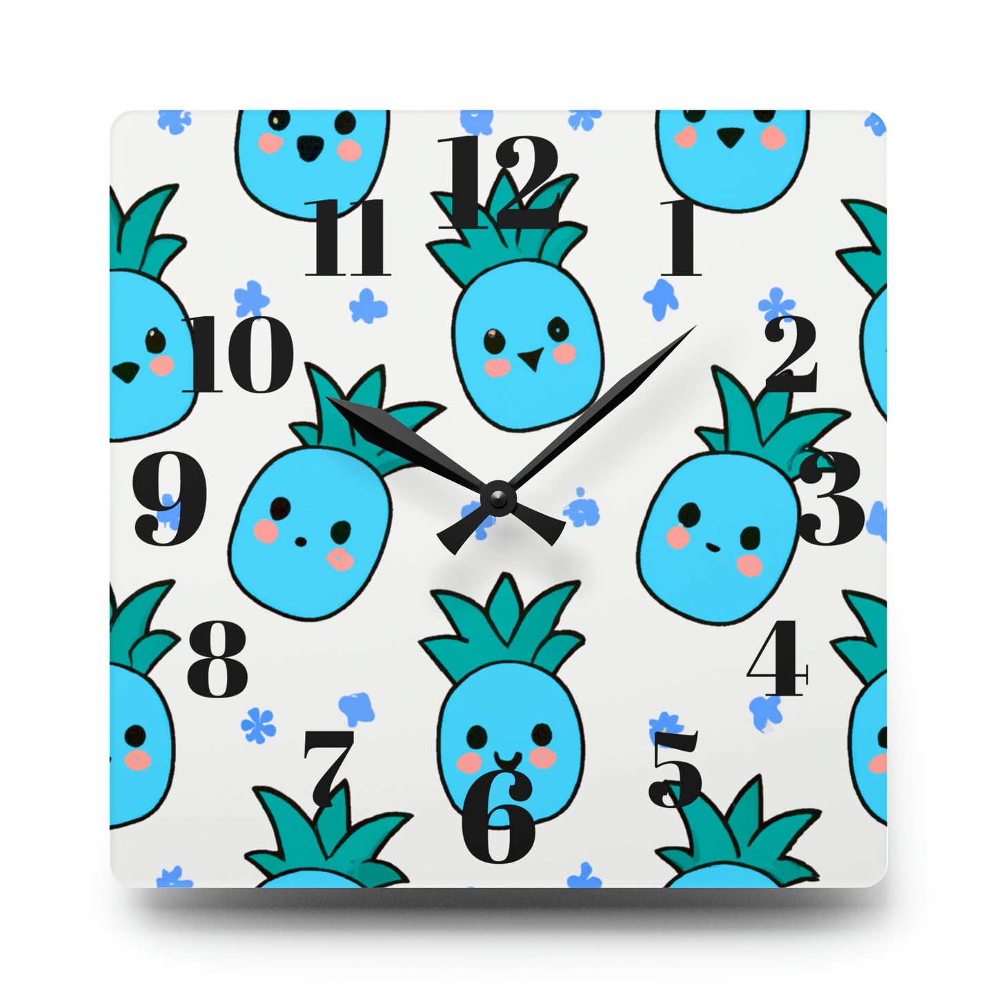 Pina Azul Custom Hawaiian Print Acrylic Wall Clock, Hawaiian Wall Clock, Tropical Wall Clock, Home Decor, Hawaiian Decor