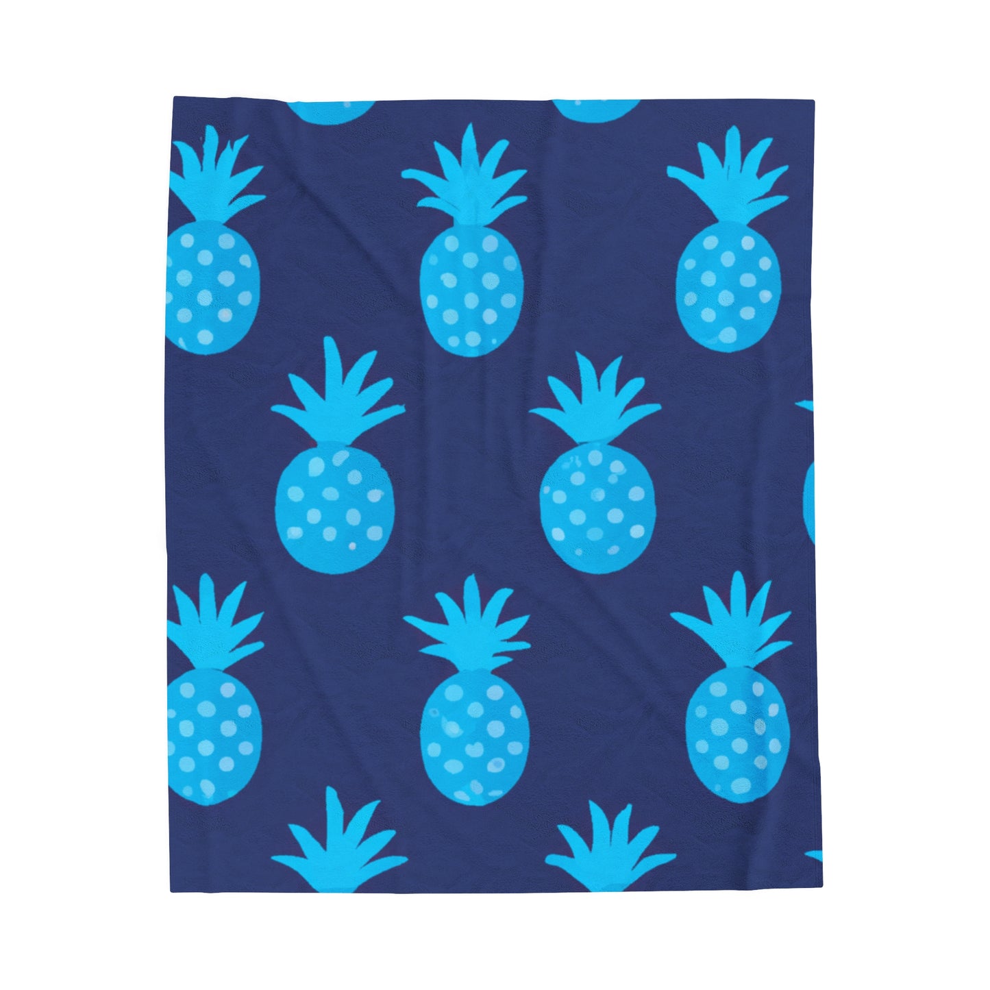 Blue Pineapple Custom Hawaiian Keiki Print Velveteen Plush Blanket, Bedspread, Hawaiian Home Decor, Living Room Decor, Bedroom Decor