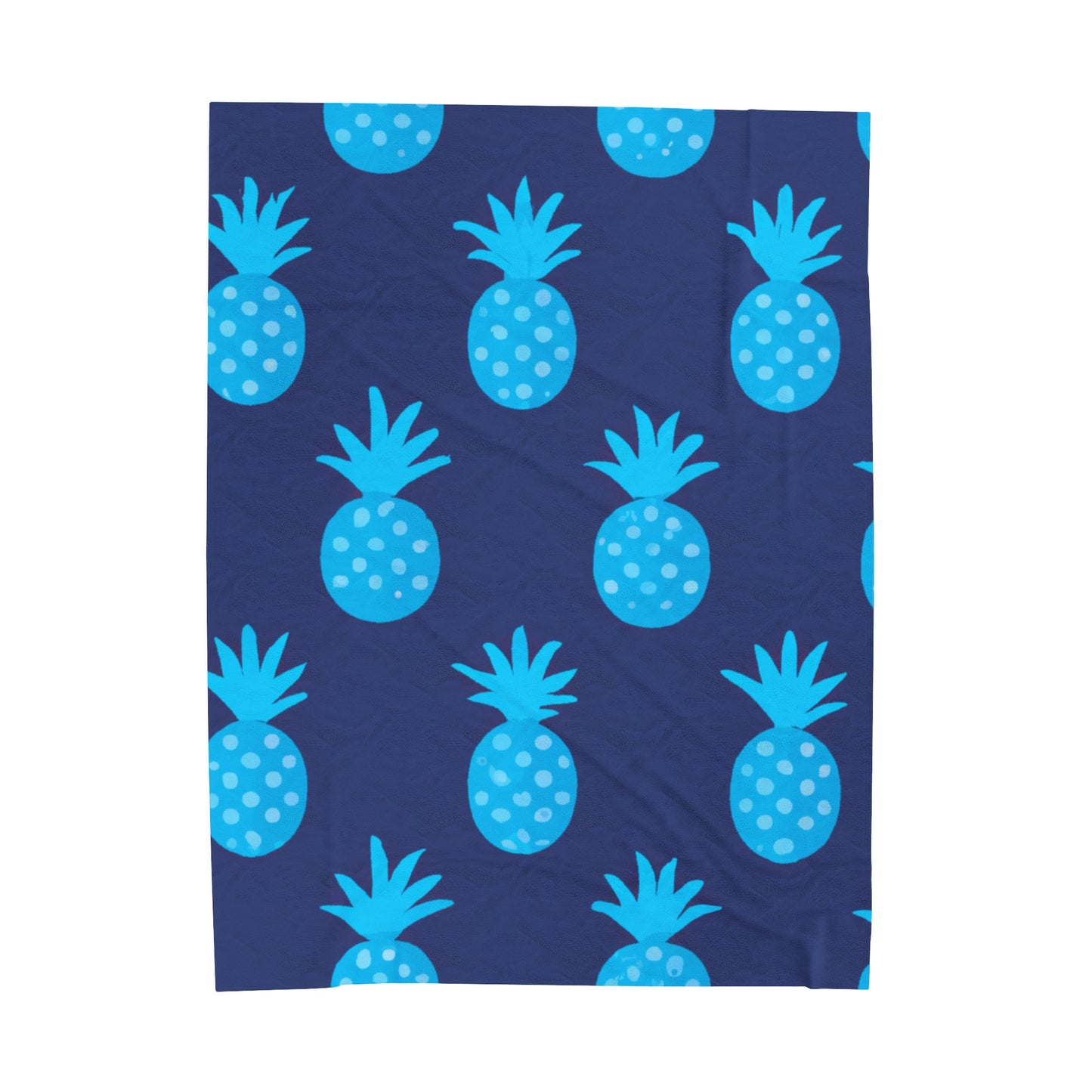 Blue Pineapple Custom Hawaiian Keiki Print Velveteen Plush Blanket, Bedspread, Hawaiian Home Decor, Living Room Decor, Bedroom Decor