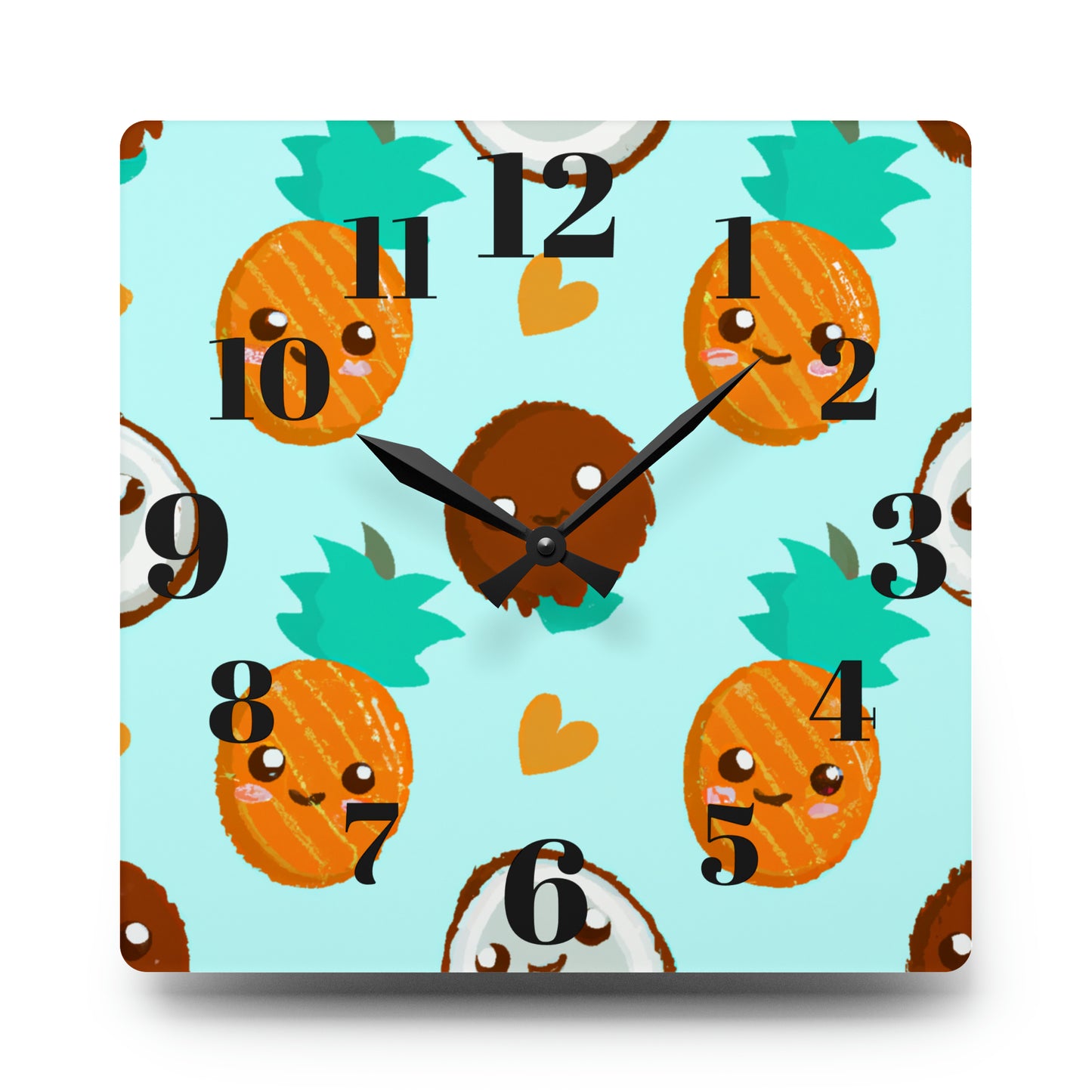 Coco and Pina Custom Hawaiian Print Acrylic Wall Clock, Hawaiian Wall Clock, Tropical Wall Clock, Home Decor, Hawaiian Decor