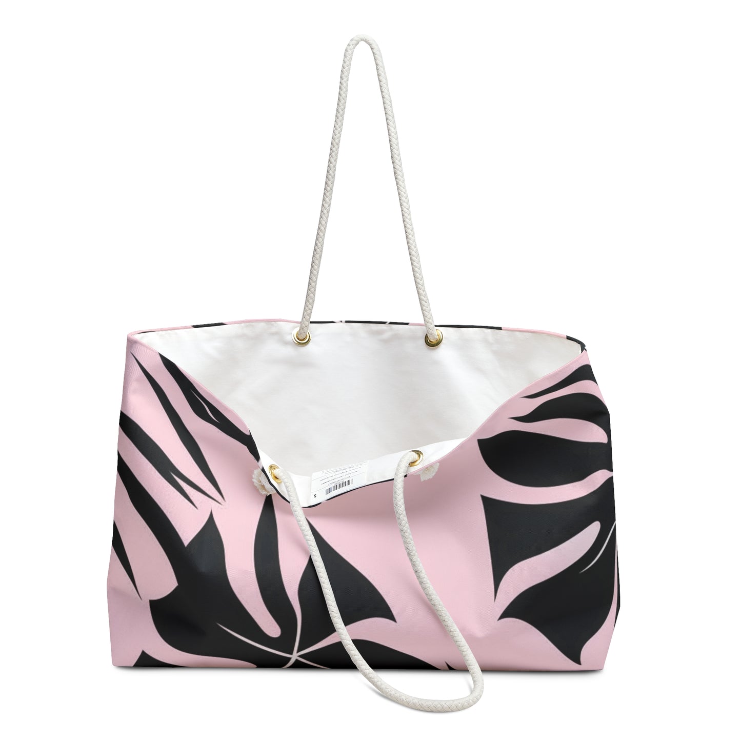 Black Monstera on Pink Weekender Bag