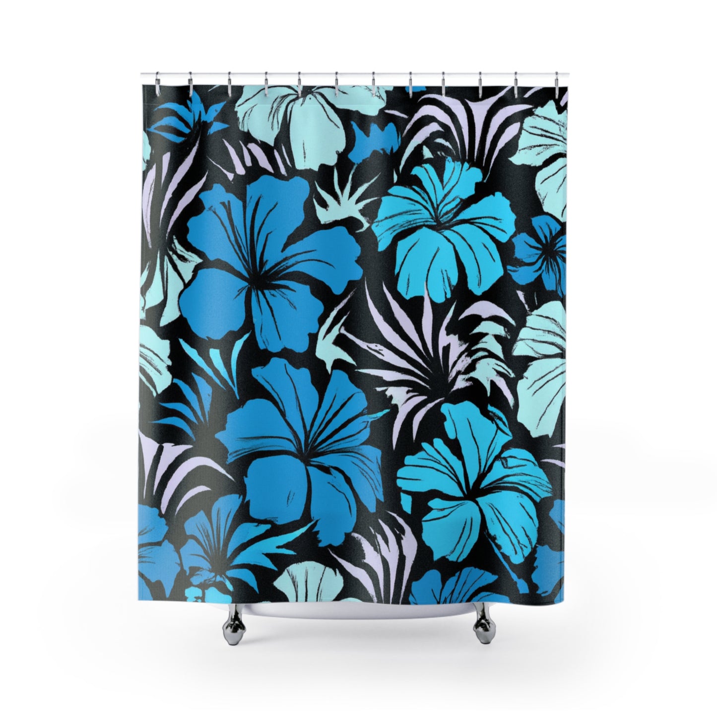 Blue Hibiscus, Custom Hawaiian Design, Shower Curtains