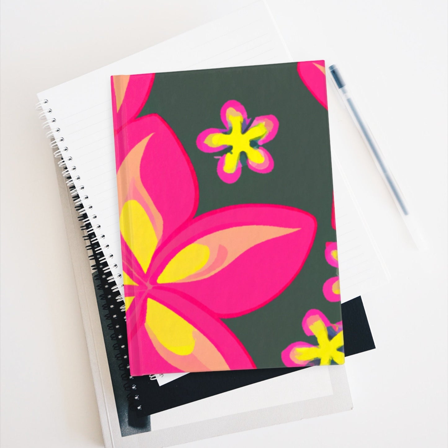 Neon Pink Plumerias Custom Design Journal