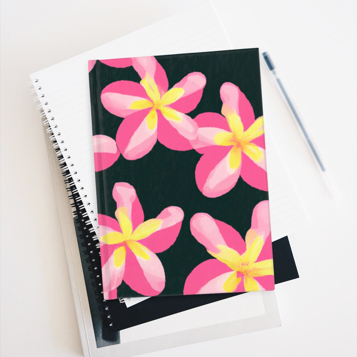 Neon Pink Plumerias 2 Custom Design Journal