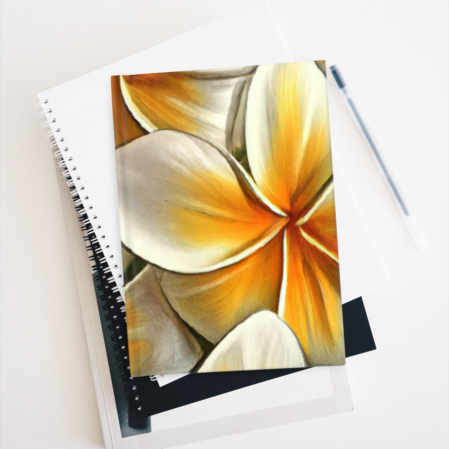 White and Yellow Plumeria Custom Design Journal