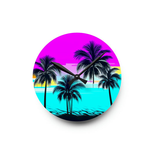 Tropical Nights Custom Hawaiian Print Acrylic Wall Clock