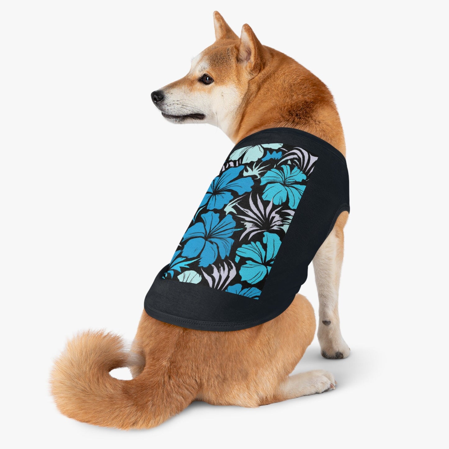 Blue Hibiscus Custom Hawaiian Print Custom Print Pet Tank Top