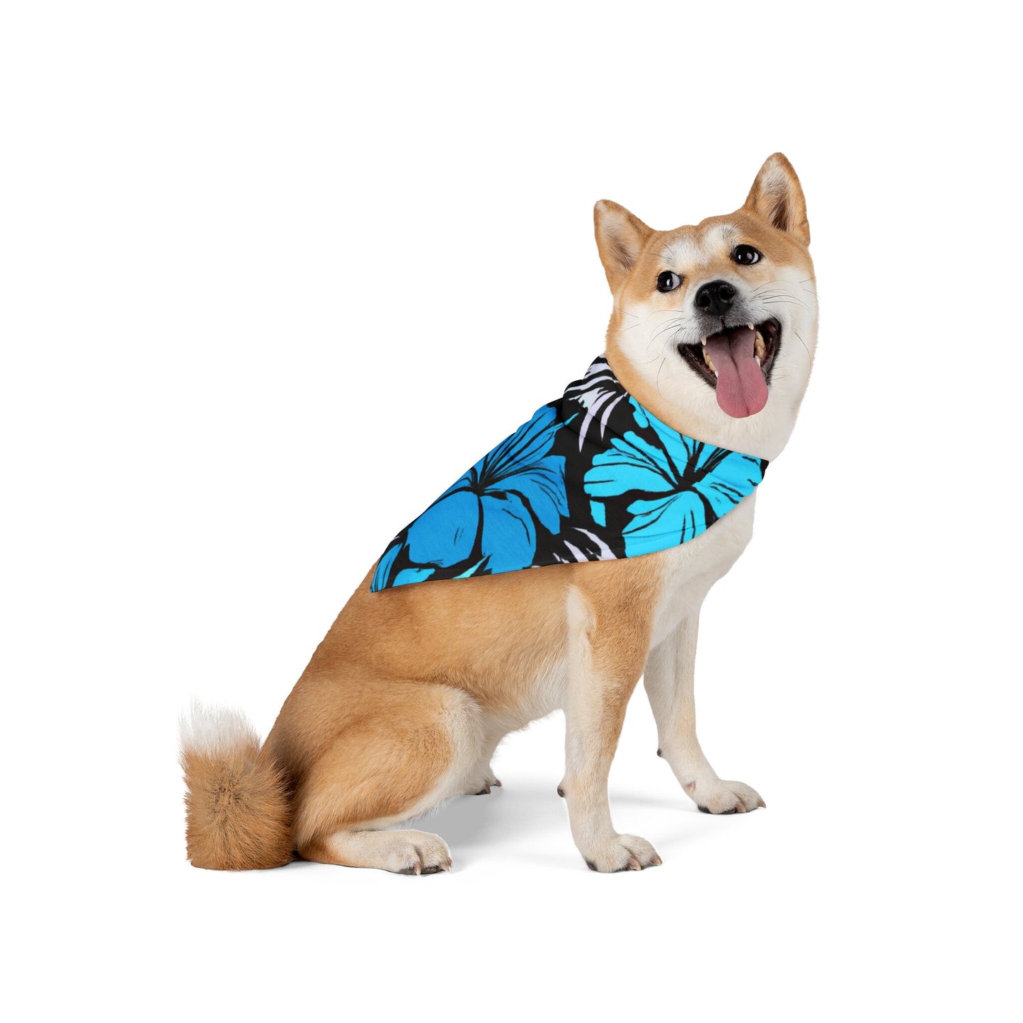 Blue Hibiscus Custom Hawaiian Print Pet Bandana