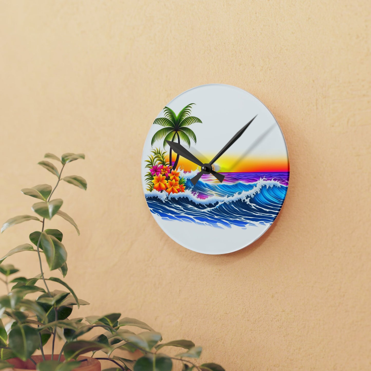 Such Beauty Custom Hawaiian Print Acrylic Wall Clock