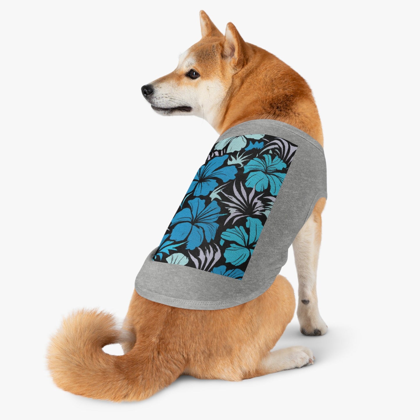 Blue Hibiscus Custom Hawaiian Print Custom Print Pet Tank Top